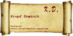 Kropf Dominik névjegykártya